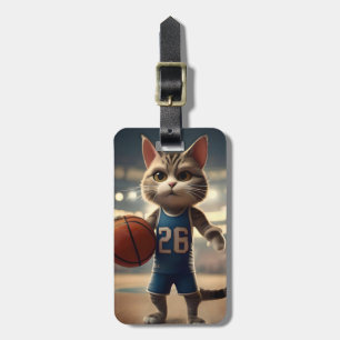 Etiqueta Para Maletas Claw-some Hoops: el intrépido vaquero del gato