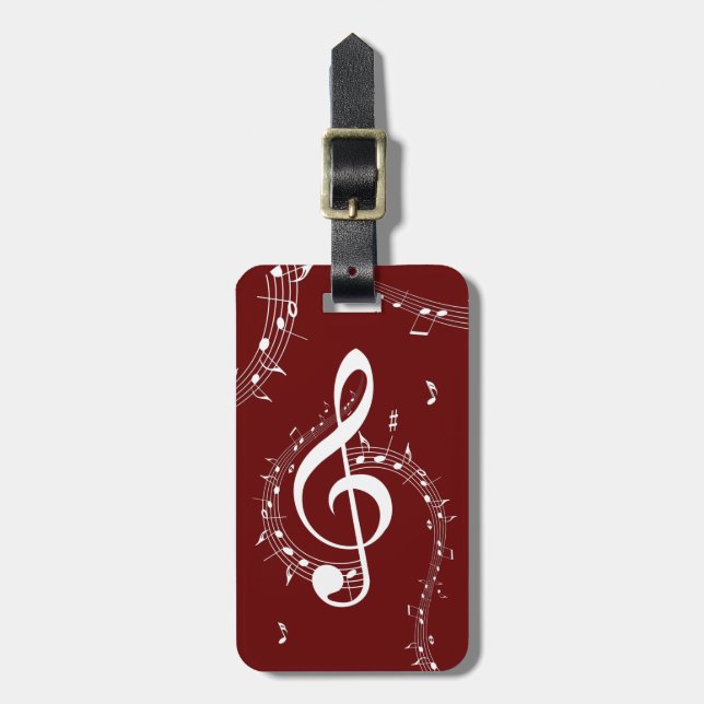 Etiqueta Para Maletas Climactic G Clef Music Red (Frente Vertical)