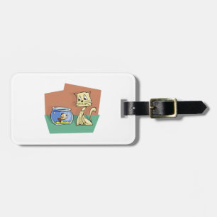 Etiqueta Para Maletas Clipart de petanca de gato y peces