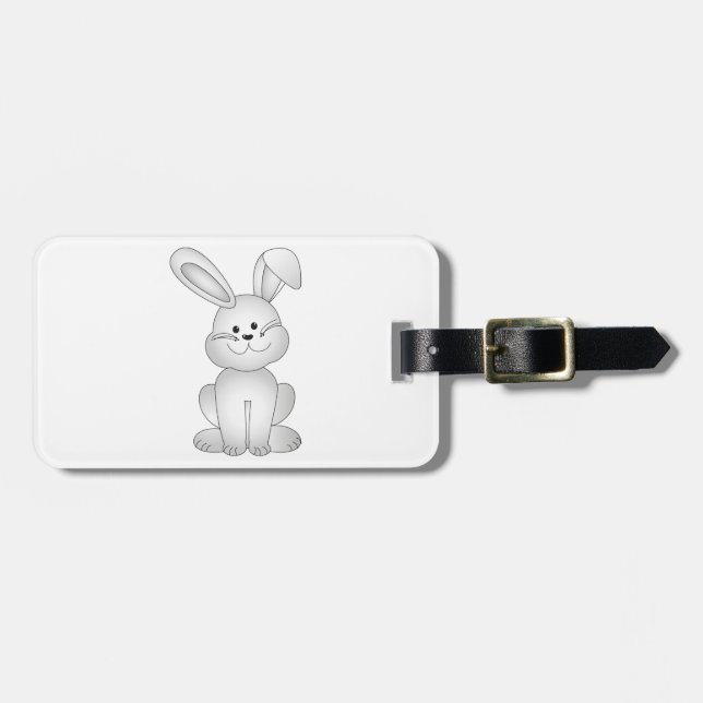 Etiqueta Para Maletas Clíparte de conejo blanco (Frente Horizontal)
