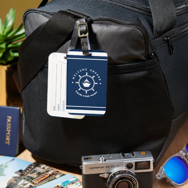 Etiqueta Para Maletas Club náutico de la Marina Azul (Anverso & Reverso)