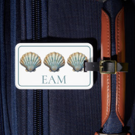 Etiqueta Para Maletas Coastal Blue Scallop Seashell Monogram