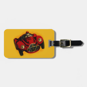 Etiqueta Para Maletas Coche de Carreras automática amarillo rojo antiguo