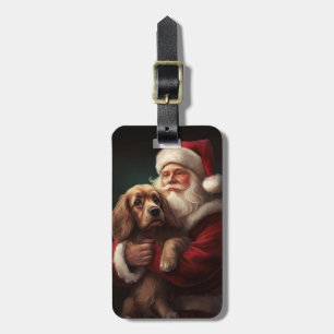 Etiqueta Para Maletas Cocker Spaniel con Navidades festivos de Santa Cla