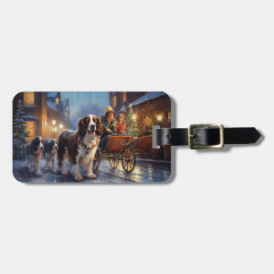 Etiqueta Para Maletas Cocker Spaniel Inglés de Navidad Temporada Festiva