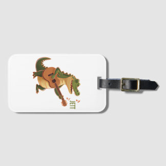 Etiqueta Para Maletas Cocodrilo Rockero con Guitarra – Divertido Animal