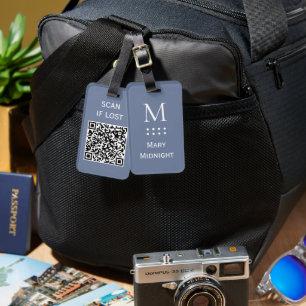 Etiqueta Para Maletas Código QR de color sólido Escanee si se pierde Mor