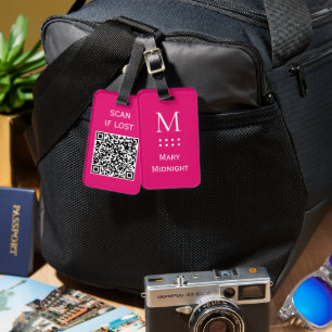 Etiqueta Para Maletas Código QR de color sólido Escanee si se pierde Ros