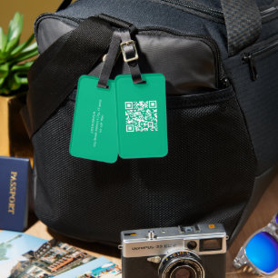 Etiqueta Para Maletas Código QR editable Genera el tuyo Verde turquesa