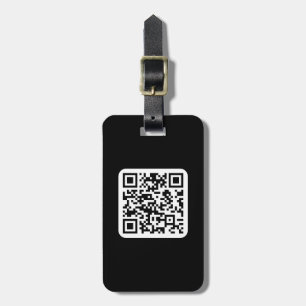 Etiqueta Para Maletas Código QR moderno editable Negro Blanco o cualqu