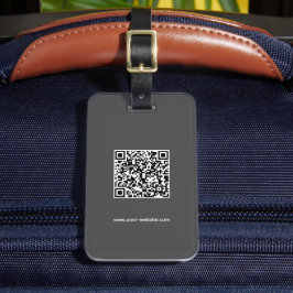 Etiqueta Para Maletas Código QR, nombre e información, gris oscuro y bla