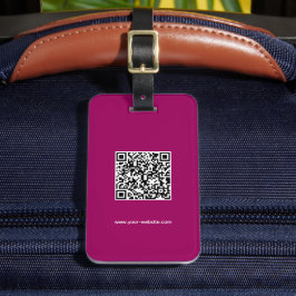 Etiqueta Para Maletas Código QR, nombre e información, marrón y blanco, 