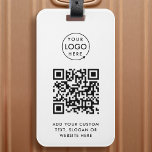 Etiqueta Para Maletas Código QR | Profesional con logotipo profesional B<br><div class="desc">Una simple plantilla de etiquetas de equipaje de código QR para un negocio blanco personalizado en un estilo minimalista moderno que se puede actualizar fácilmente con el logotipo de su empresa,  código QR y texto personalizado,  por ejemplo,  escanéenme a...  #QRcode #logo #luggagetag #business</div>