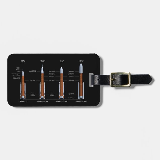 Etiqueta Para Maletas Cohetes del sistema de lanzamiento espacial SLS (Frente Horizontal)