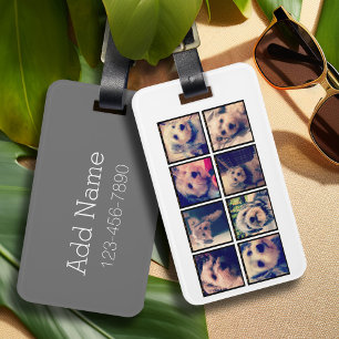 Etiqueta Para Maletas Colaje de 8 fotos personalizadas de Instagram con