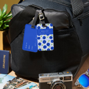 Etiqueta Para Maletas Colección de Ciruelas Botánicas Azul