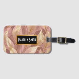 Etiqueta Para Maletas Colección de las hojas modernas del boho de oro ro