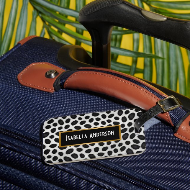 Etiqueta Para Maletas Colección de lujo moderna de Leopardo Blanco (Anverso In situ 3)