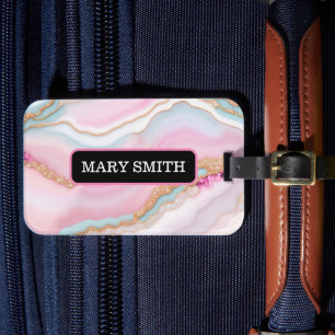 Etiqueta Para Maletas Colección de moda de mármol rosa rosa claro