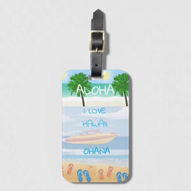 Etiqueta Para Maletas Colección Hawaii Aloha - (Anverso vertical)