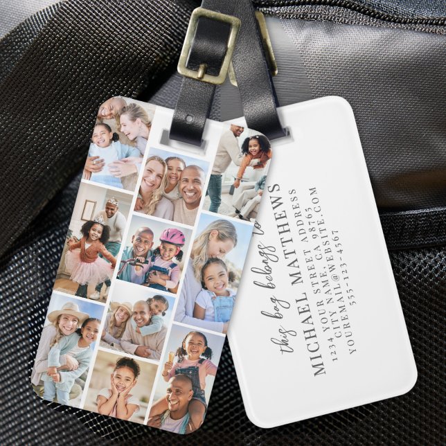 Etiqueta Para Maletas Collage de fotos Sencillo Elegante Imagen (Photo Collage Simple Elegant Picture Luggage Tag)