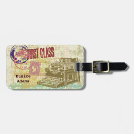 Etiqueta Para Maletas Collage de las Ephemeras de la "primera clase" de
