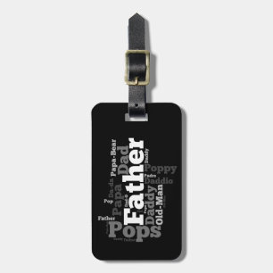 Etiqueta Para Maletas Collage de palabras del padre blanco y negro