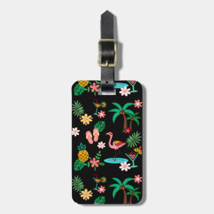 Etiqueta Para Maletas Collage tropical 🍍 🌴 🦩