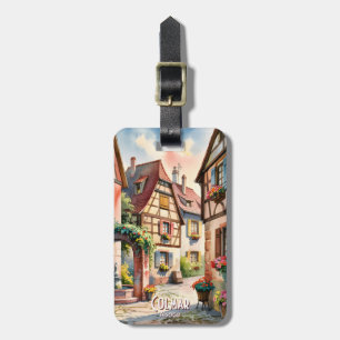Etiqueta Para Maletas Colmar Francia Alsacia Pueblo Arte Acuarela Viaje