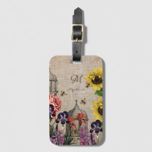 Etiqueta Para Maletas Colmena de miel vintage abeja y monograma de giras
