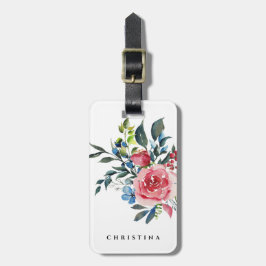Etiqueta Para Maletas Color de agua floral elegante personalizado