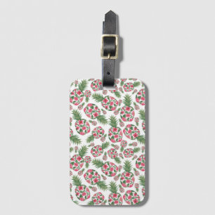 Etiqueta Para Maletas Color de agua verde rosa Flor Pineapples Patrón