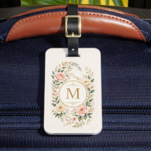 Etiqueta Para Maletas Color Floral Flores Beige Pastel de Luz Personaliz