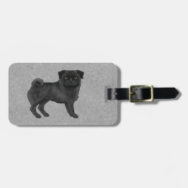 Etiqueta Para Maletas Color negro Personalizado Pug Mops Perro Diseño Gr