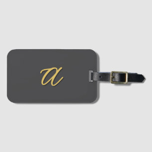 Etiqueta Para Maletas Color Oro Gris Monograma Profesional