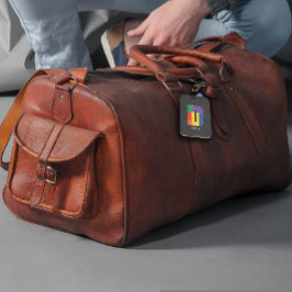 Etiqueta Para Maletas Color rojo púrpura verde Monograma D gris inicial