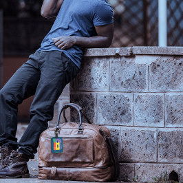 Etiqueta Para Maletas Color rojo púrpura verde Monograma inicial B azul