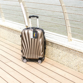 Etiqueta Para Maletas Color rojo púrpura verde Monograma inicial C gris