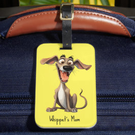 Etiqueta Para Maletas Color y texto personalizados, 🐶whippet loco 🤪
