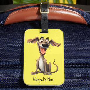 Etiqueta Para Maletas Color y texto personalizados, 🐶whippet loco 🤪