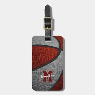 Etiqueta Para Maletas colores de equipo gris marrón monogramado balonces