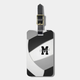 Etiqueta Para Maletas colores de equipo gris negro monogramando voleibol