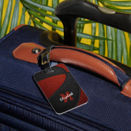Etiqueta Para Maletas Colores de equipo negro maroon baloncesto personal