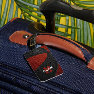 Etiqueta Para Maletas Colores de equipo negro maroon baloncesto personal