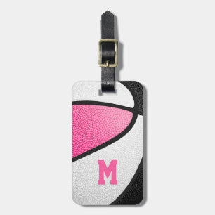 Etiqueta Para Maletas colores de equipo negro rosado monogramado balonce