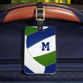 Etiqueta Para Maletas colores de equipo verde azul monogramado voleibol
