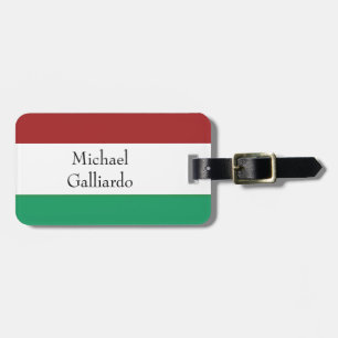 Etiqueta Para Maletas Colores de la bandera italiana Apellido Nombre Per
