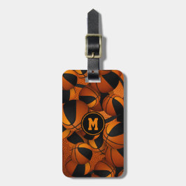 Etiqueta Para Maletas Colores del equipo de baloncesto del naranja negro
