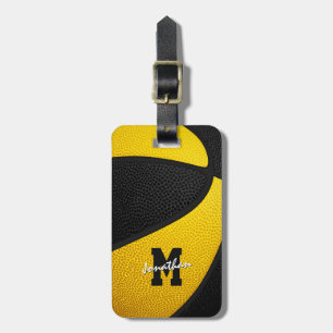 Etiqueta Para Maletas colores del equipo de oro negro monogramado de bal