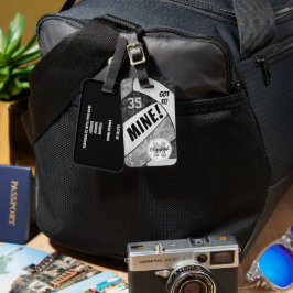 Etiqueta Para Maletas Colores del equipo de voleibol negro gris de chica